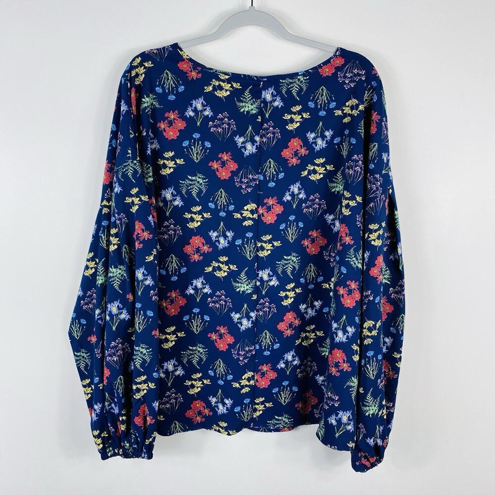 Eloquii Size 24 Elements Floral Print Balloon Sleeve Blouse Top Blue - Picture 4 of 7